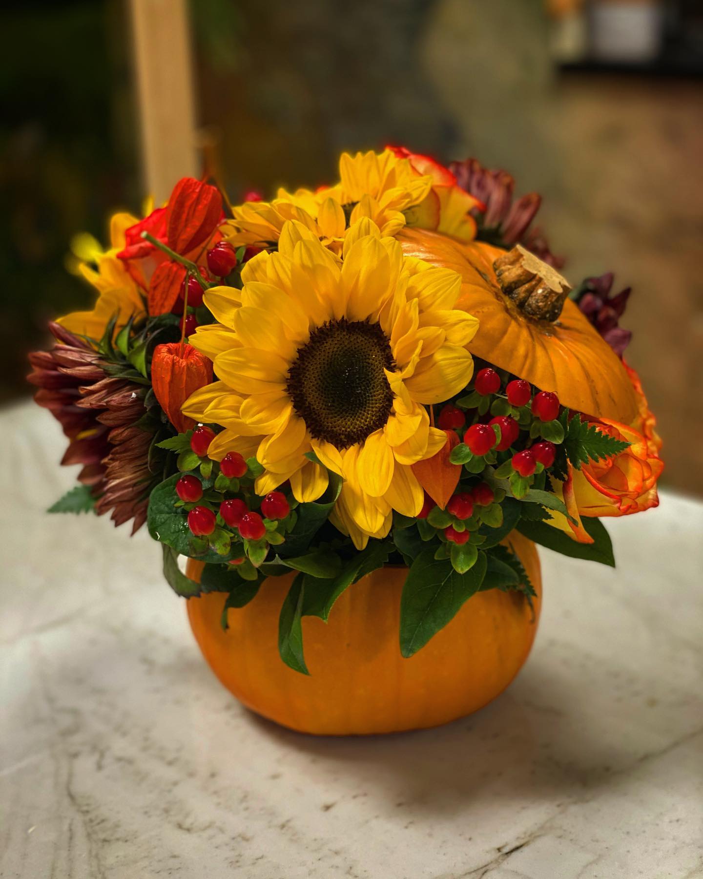 Pumpkin Sunflower Arrangement