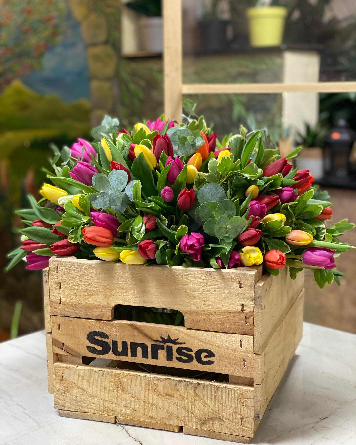 Rainbow Tulip Vase Arrangement